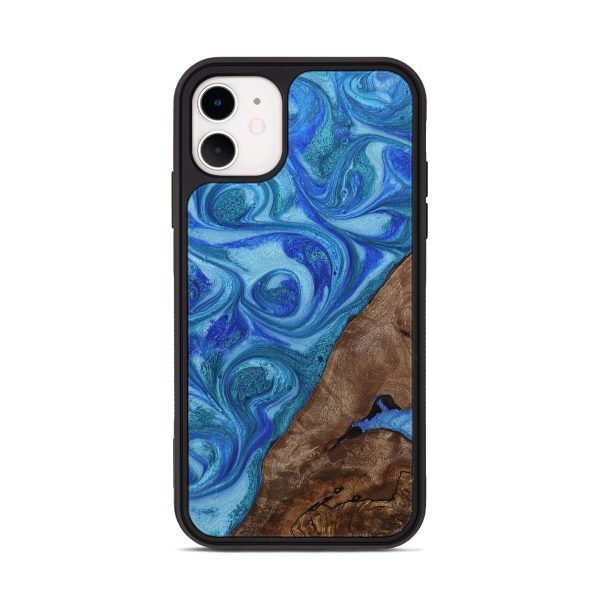 iPhone 11 Wood+Resin Phone Case - Jasmine (Blue, 653693) Hot on Sale