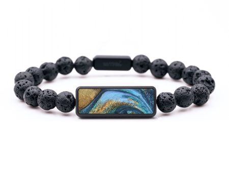 Lava Bead Wood+Resin Bracelet - Sabrina (Teal & Gold, 654159) Sale