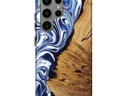 Galaxy S23 Ultra Wood+Resin Live Edge Phone Case - Betsy (Blue, 652637) For Sale