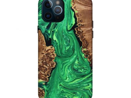 iPhone 12 Pro Wood+Resin Live Edge Phone Case - Brooklyn (Green, 649533) Discount