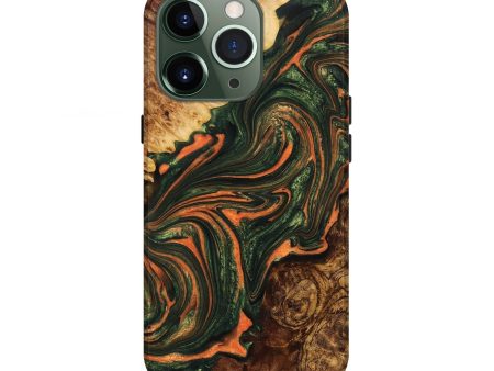 iPhone 13 Pro Wood+Resin Live Edge Phone Case - Brielle (Green, 654779) Cheap