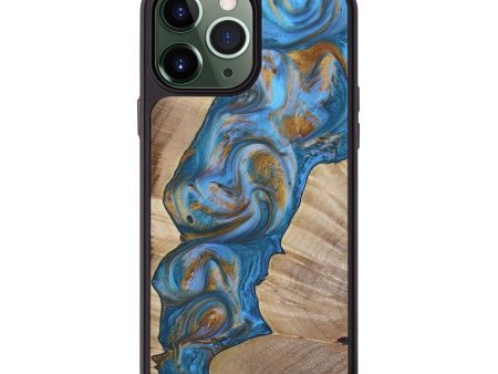 iPhone 13 Pro Max Wood+Resin Phone Case - Brittany (Teal & Gold, 651200) Discount