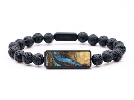 Lava Bead Wood+Resin Bracelet - Wilson (Teal & Gold, 654163) Fashion