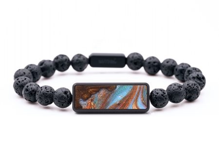 Lava Bead Wood+Resin Bracelet - Margot (Teal & Gold, 654169) Discount