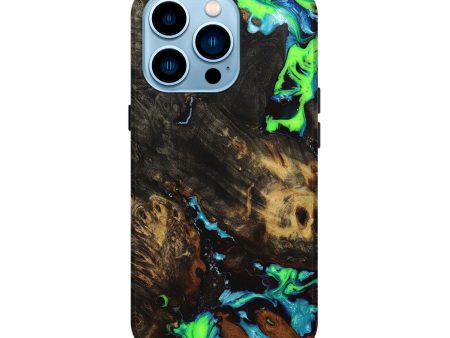 iPhone 14 Pro Wood+Resin Live Edge Phone Case - Dylan (Green, 650791) Supply