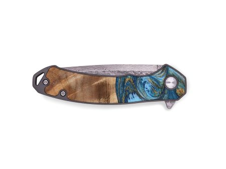 EDC Wood+Resin Pocket Knife - Alexus (Teal & Gold, 652654) For Discount