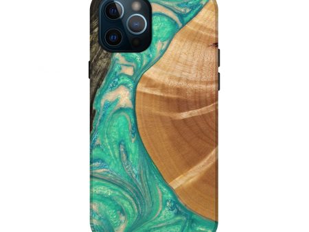 iPhone 12 Pro Wood+Resin Live Edge Phone Case - Greg (Green, 653271) on Sale