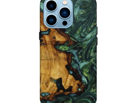 iPhone 14 Pro Wood+Resin Live Edge Phone Case - Diana (Green, 651799) Sale