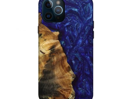 iPhone 12 Pro Wood+Resin Live Edge Phone Case - Bette (Blue, 651794) For Cheap