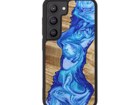 Galaxy S23 Wood+Resin Phone Case - Angela (Blue, 649220) Fashion