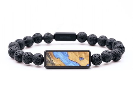 Lava Bead Wood+Resin Bracelet - Rick (Blue, 654843) For Sale