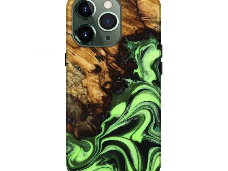 iPhone 13 Pro Wood+Resin Live Edge Phone Case - Haisley (Green, 654207) For Cheap