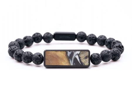 Lava Bead Wood+Resin Bracelet - Wilbert (Black & White, 654813) Supply