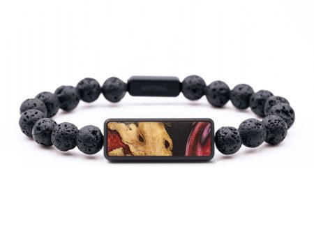 Lava Bead Wood+Resin Bracelet - Micheal (Red, 654250) on Sale