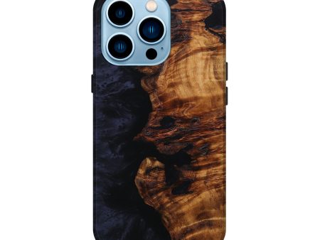 iPhone 14 Pro Wood+Resin Live Edge Phone Case - Douglas (Pure Black, 652861) Supply