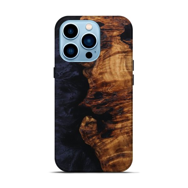 iPhone 14 Pro Wood+Resin Live Edge Phone Case - Douglas (Pure Black, 652861) Supply