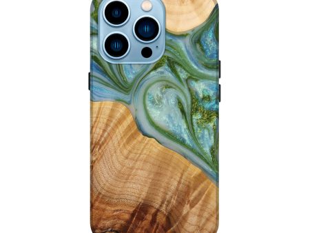 iPhone 14 Pro Wood+Resin Live Edge Phone Case - Bennett (Blue, 650808) Cheap